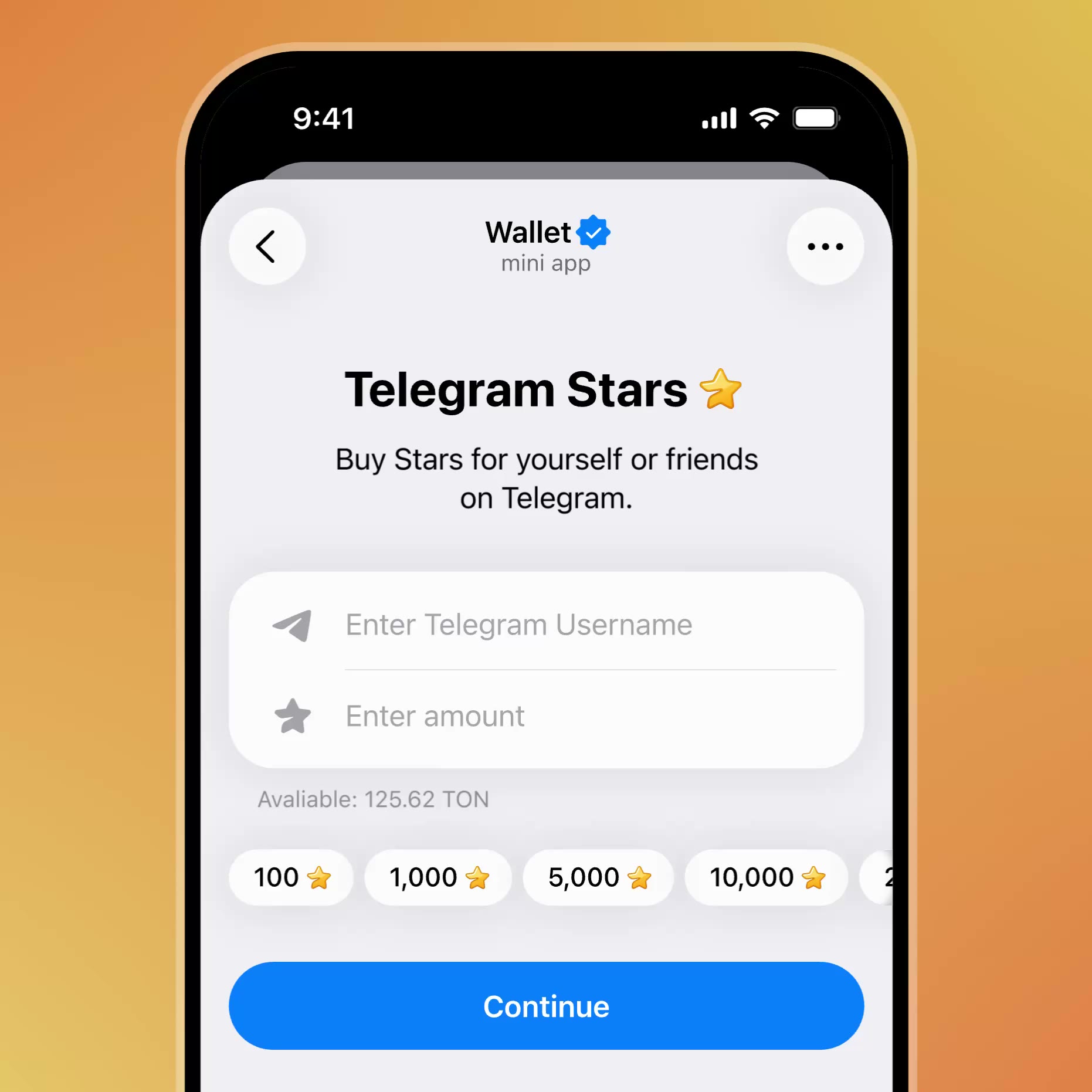 Buy Telegram Stars — покупка звёзд в один экран.